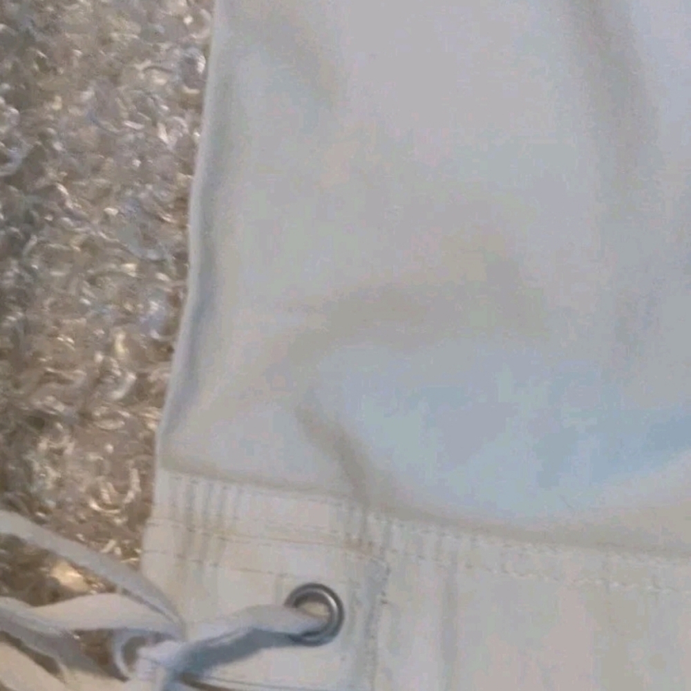 Women's Anne Taylor White Capri Pants Size 12 Pockets And Tie Detail EUC - Picture 3 of 10